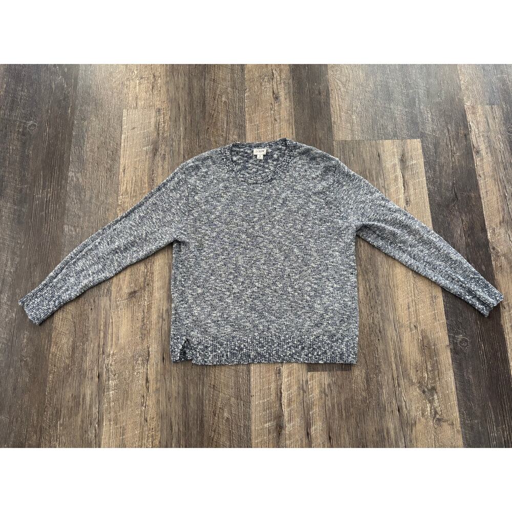 J.Crew Womens Blue White Marled Knit Crewneck Sweater Size M‎ Cotton Blend